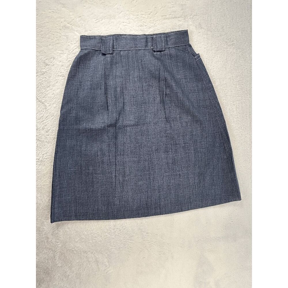 Vintage 1970s Denim Mid Length Skirt 100% Cotton NWT A Line Size 14/ 28" Waist - Picture 4 of 8